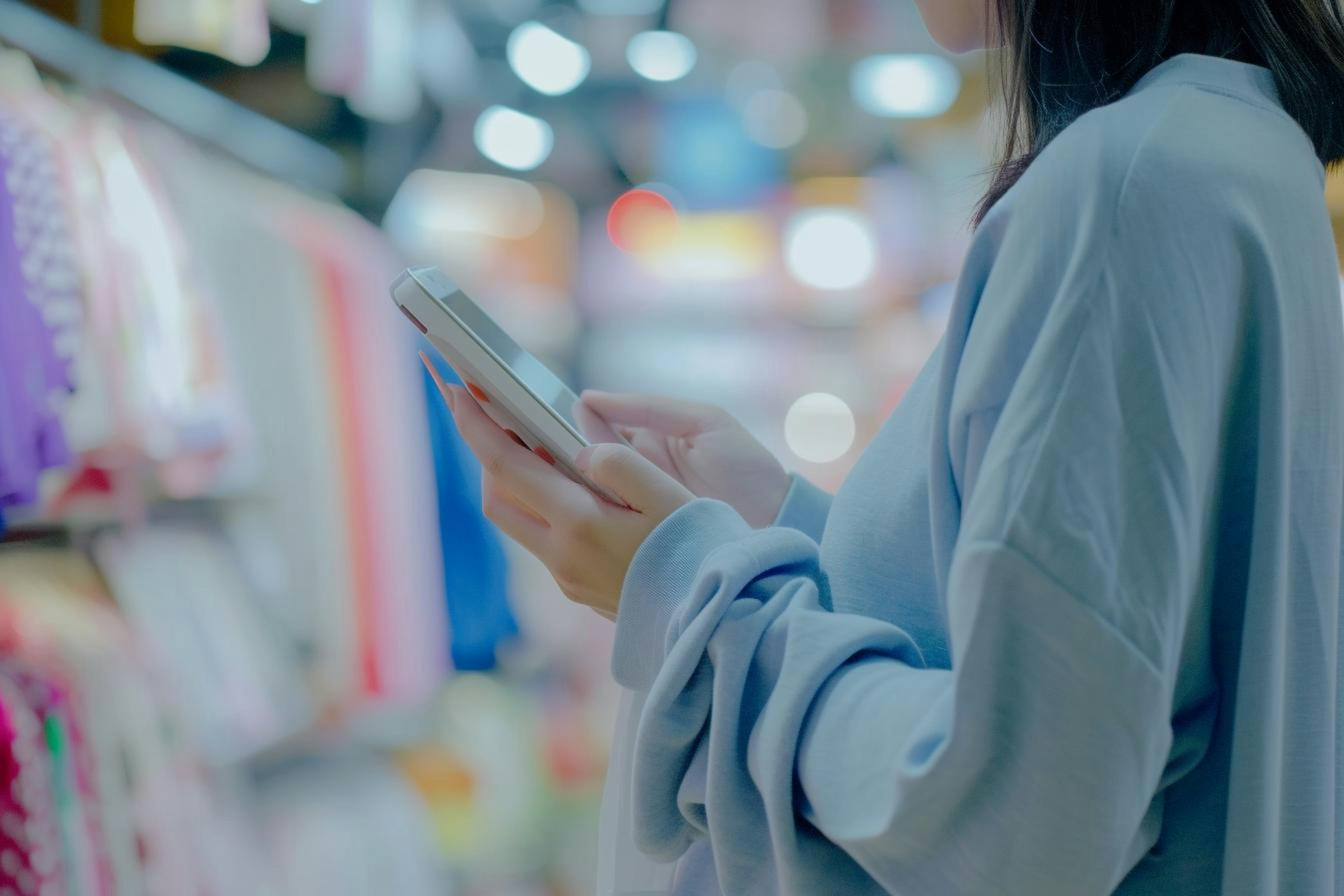 woman on her cellphone in a store