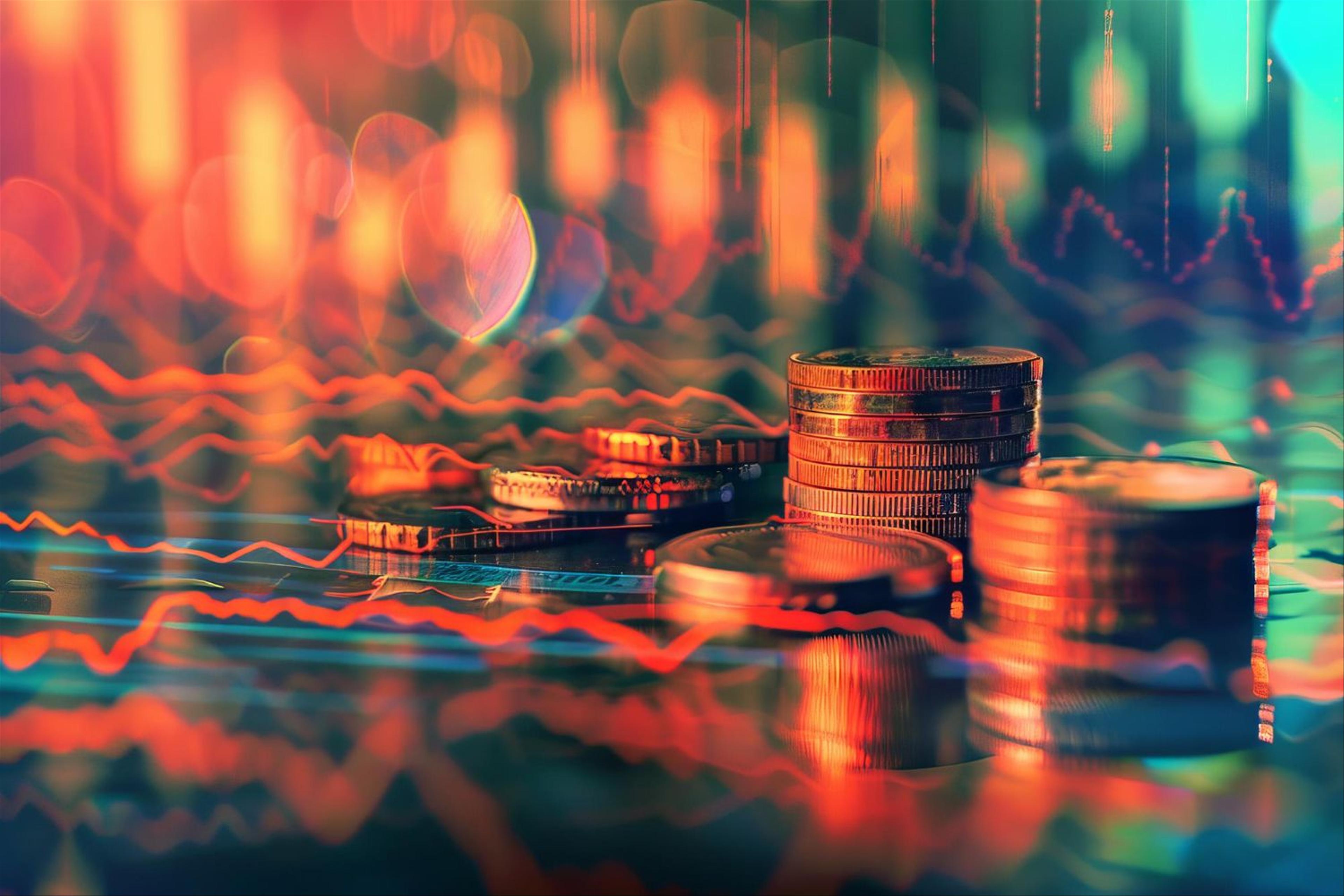 A stack of coins with a blurred background