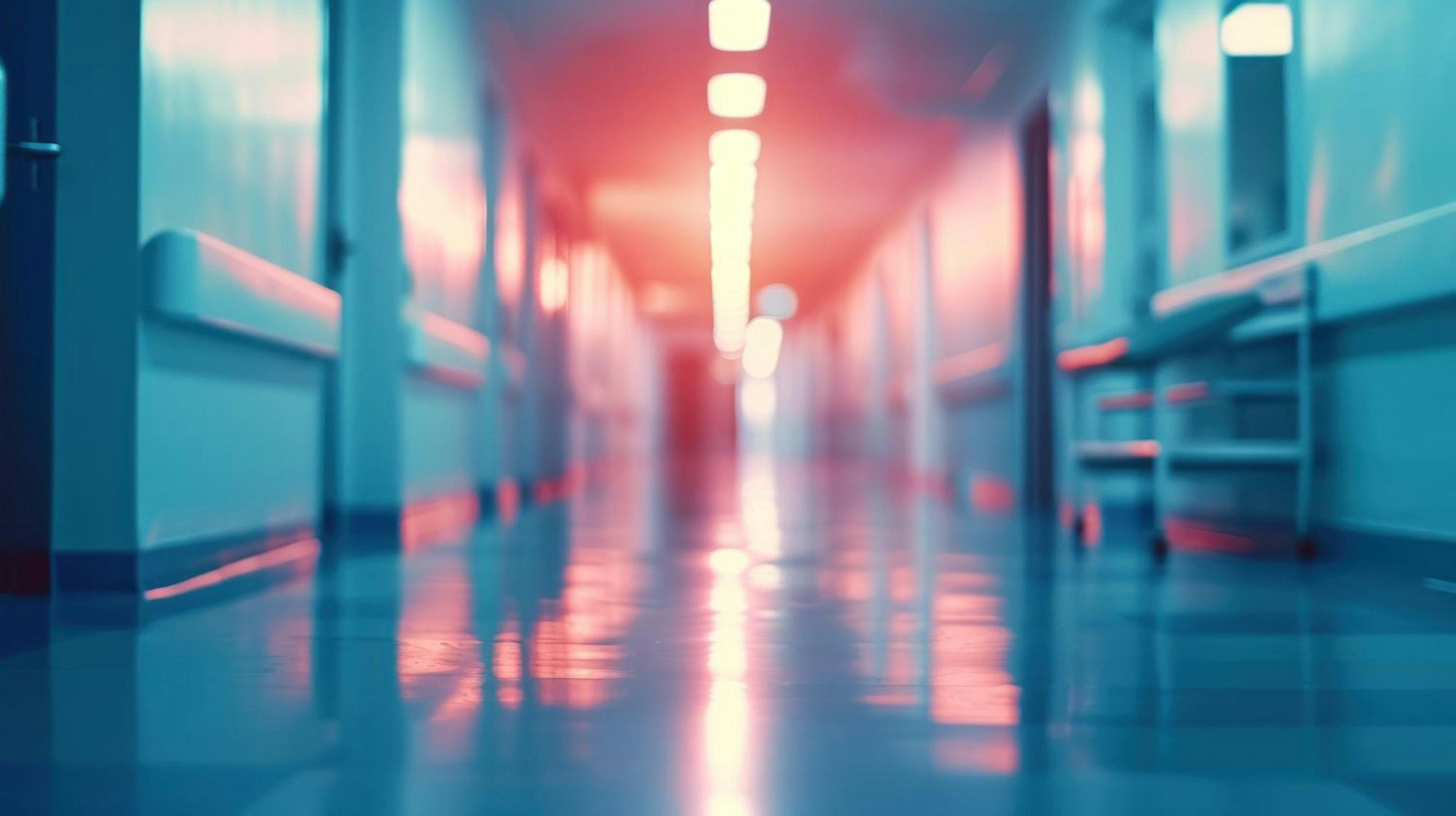 Medical blurred blue hospital background