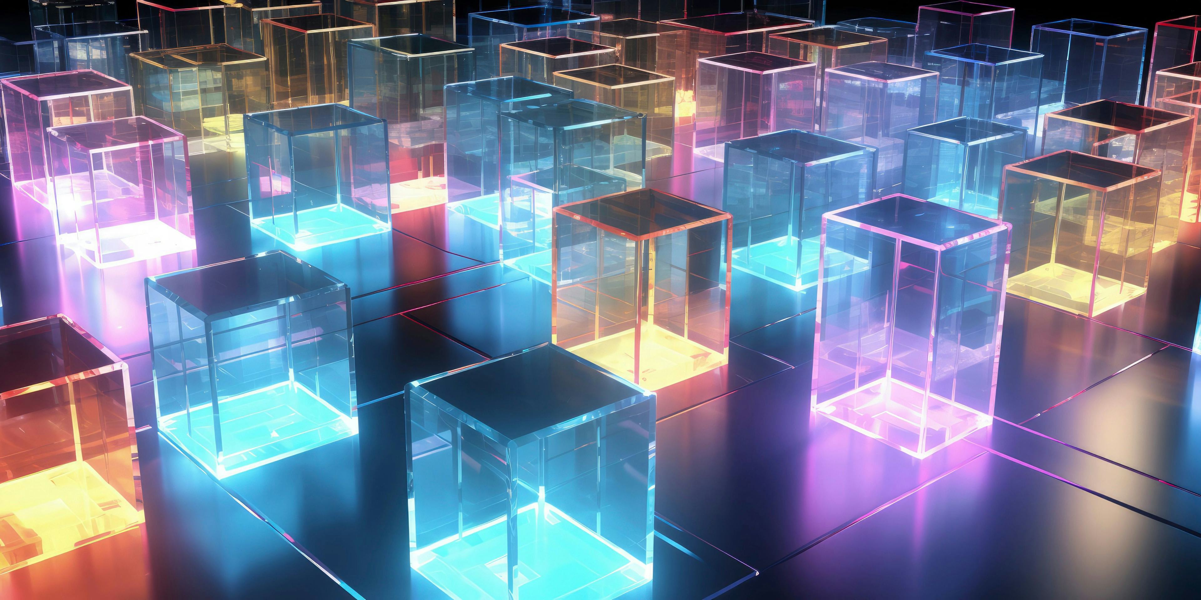 organized glowing 3D blocks