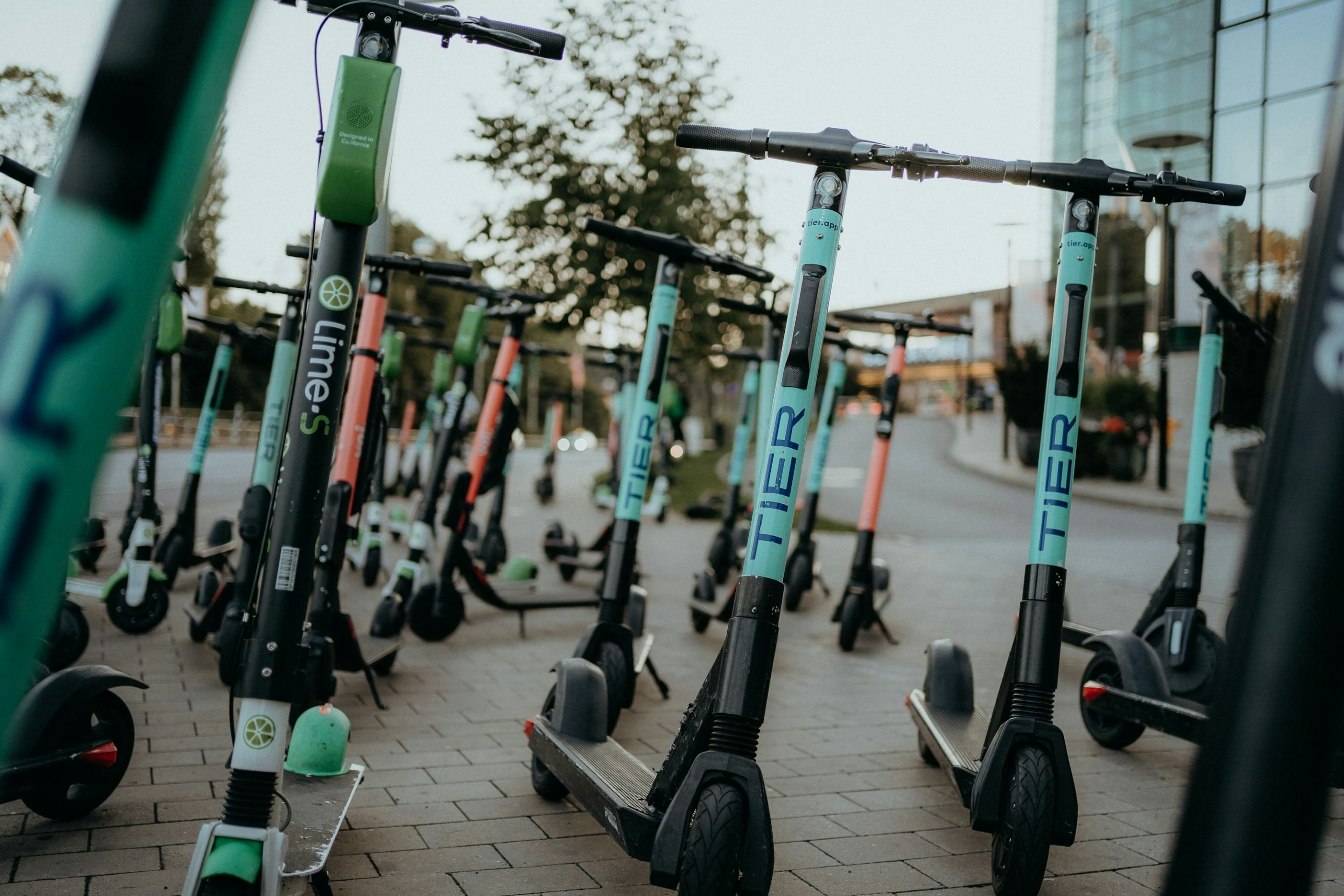 scooters on a sidewalk