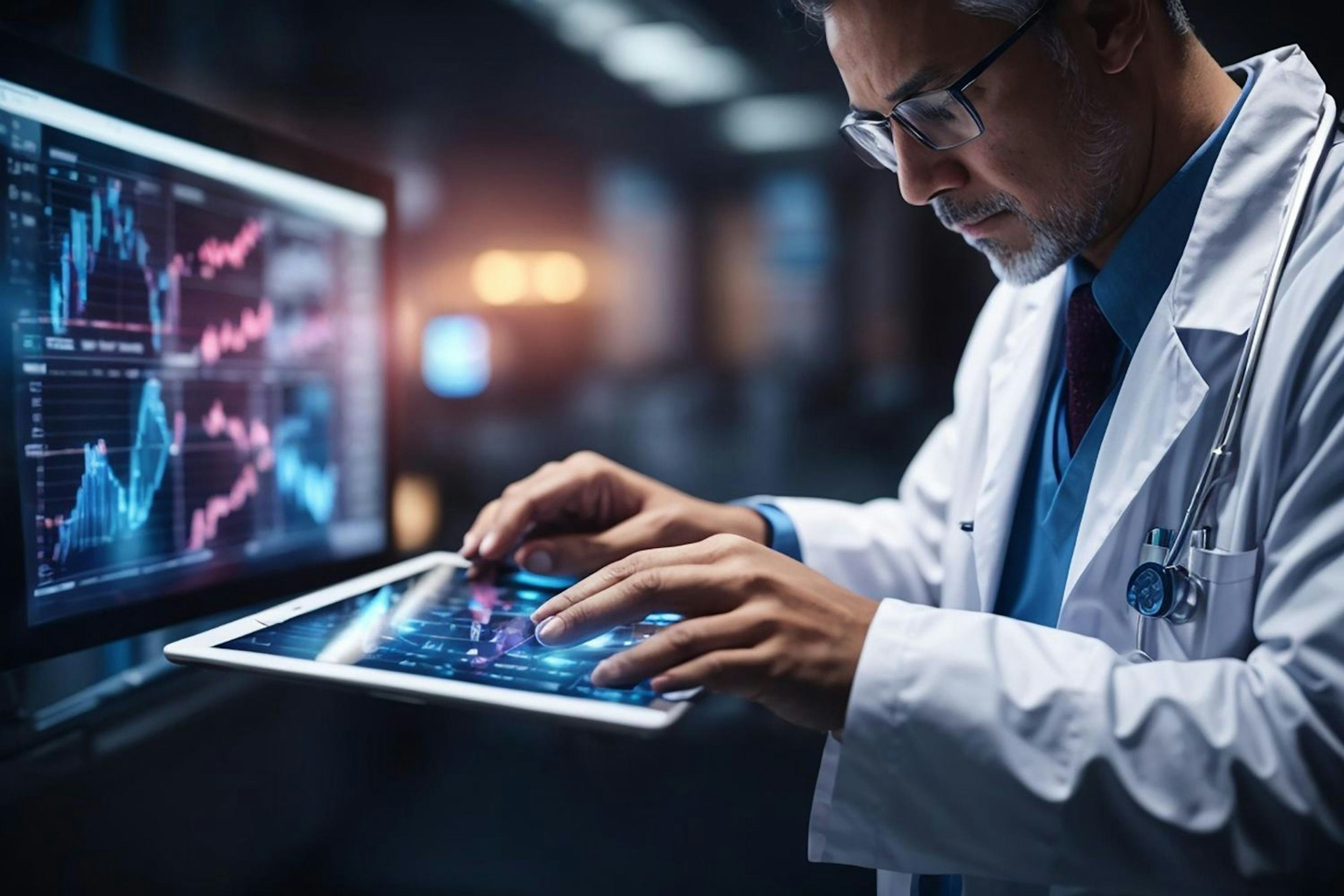 Person checking analytics on digital display