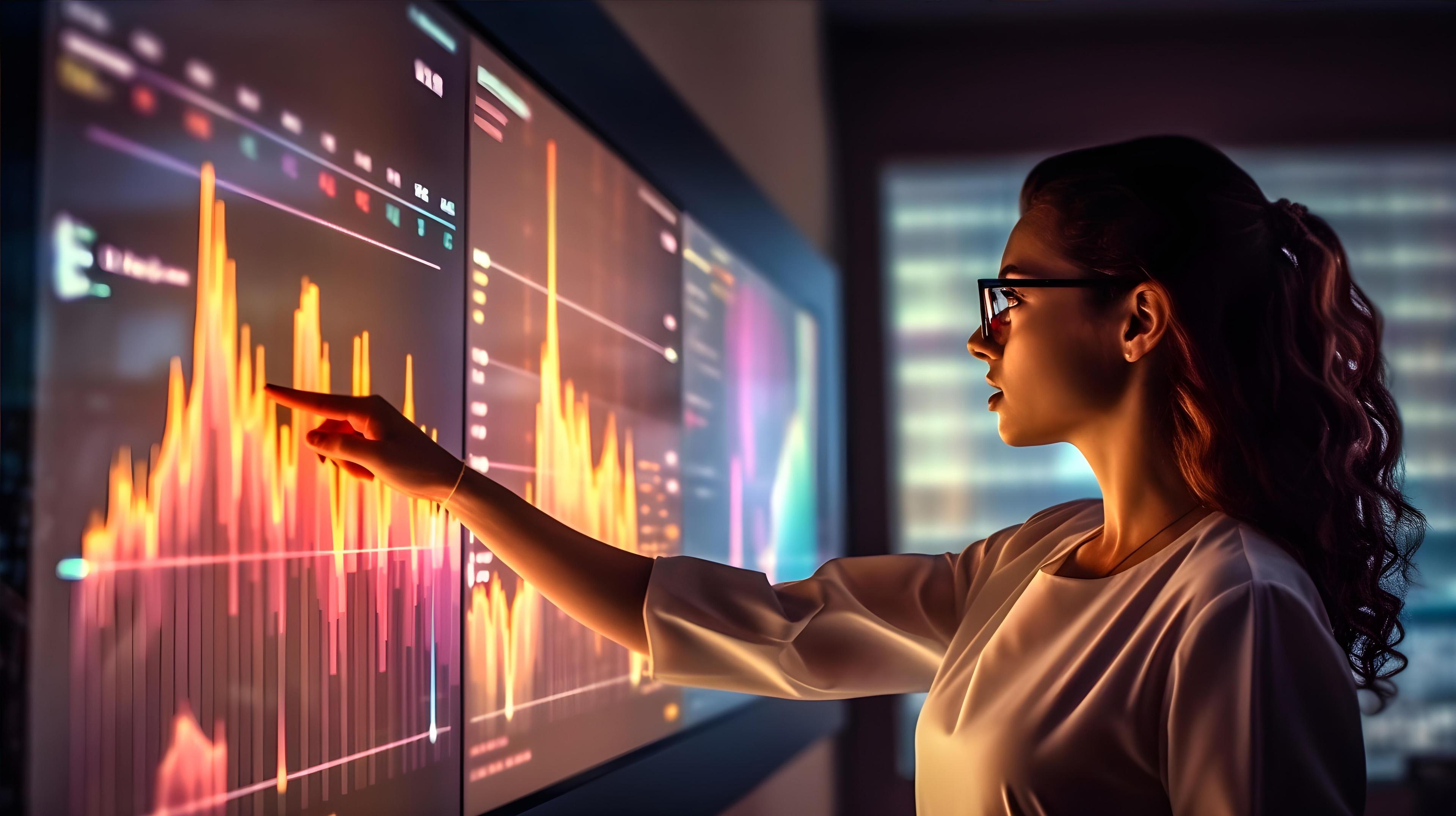 Woman looking at data