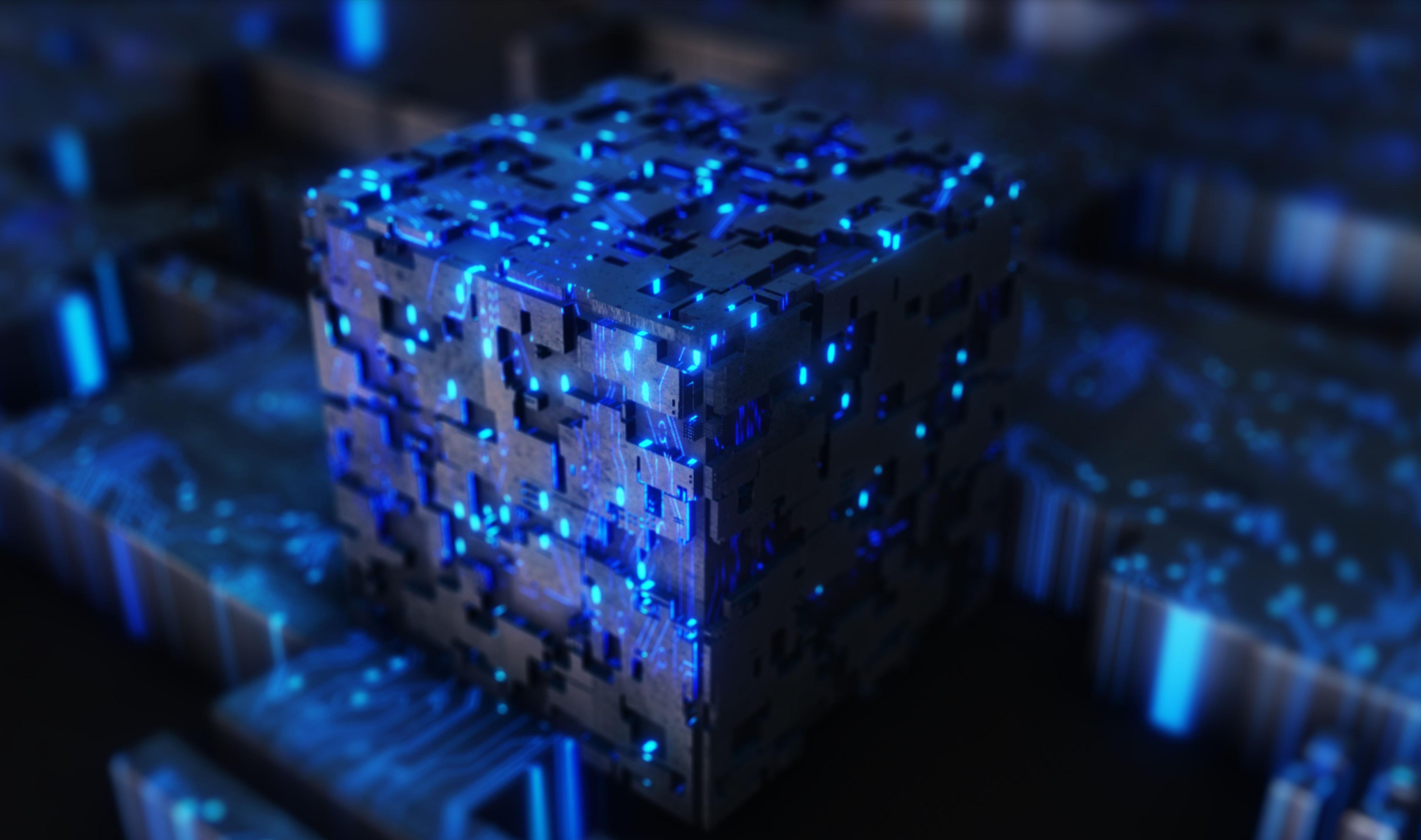 3d blue cube