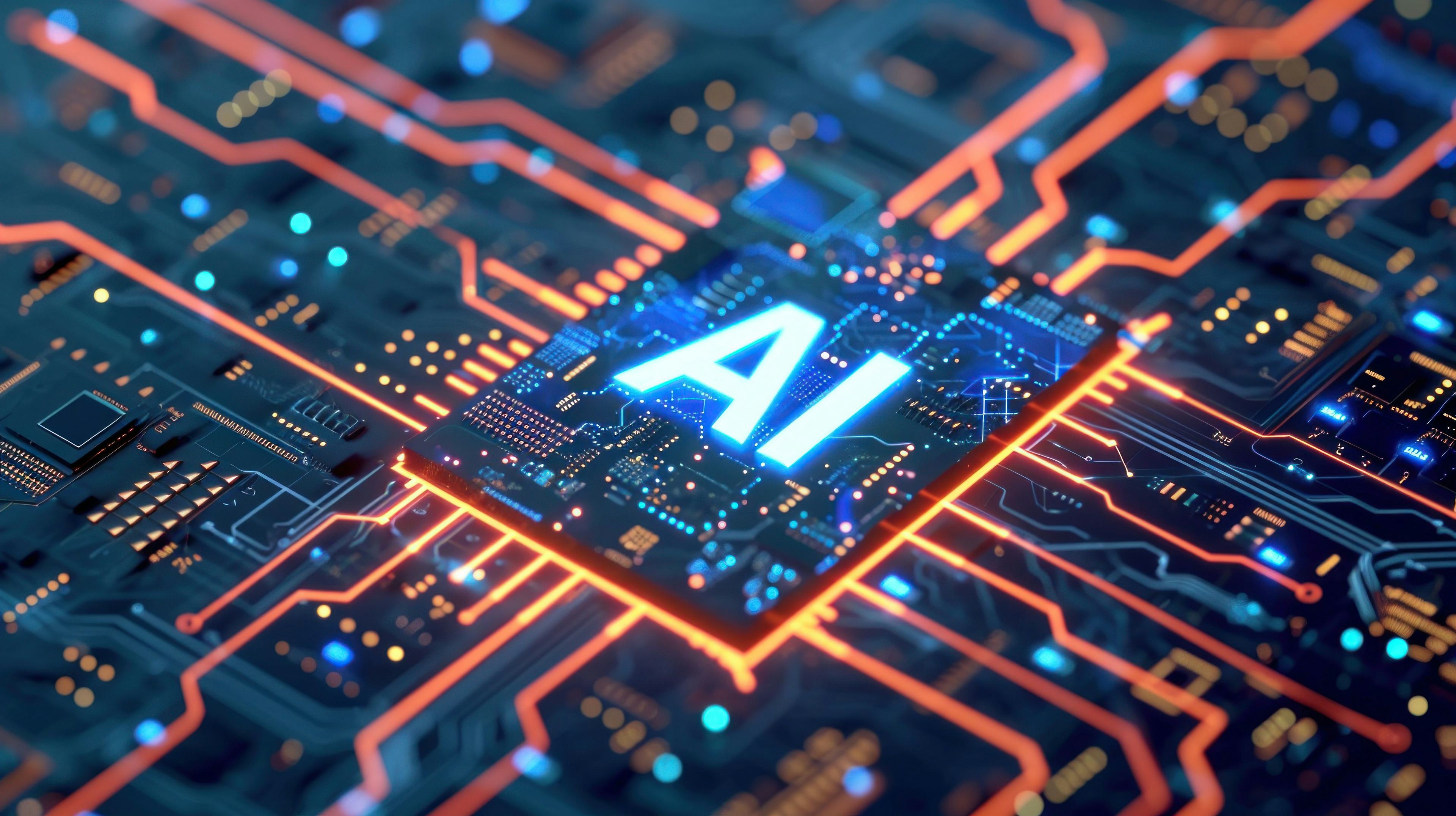 rendering of computer chip for AI