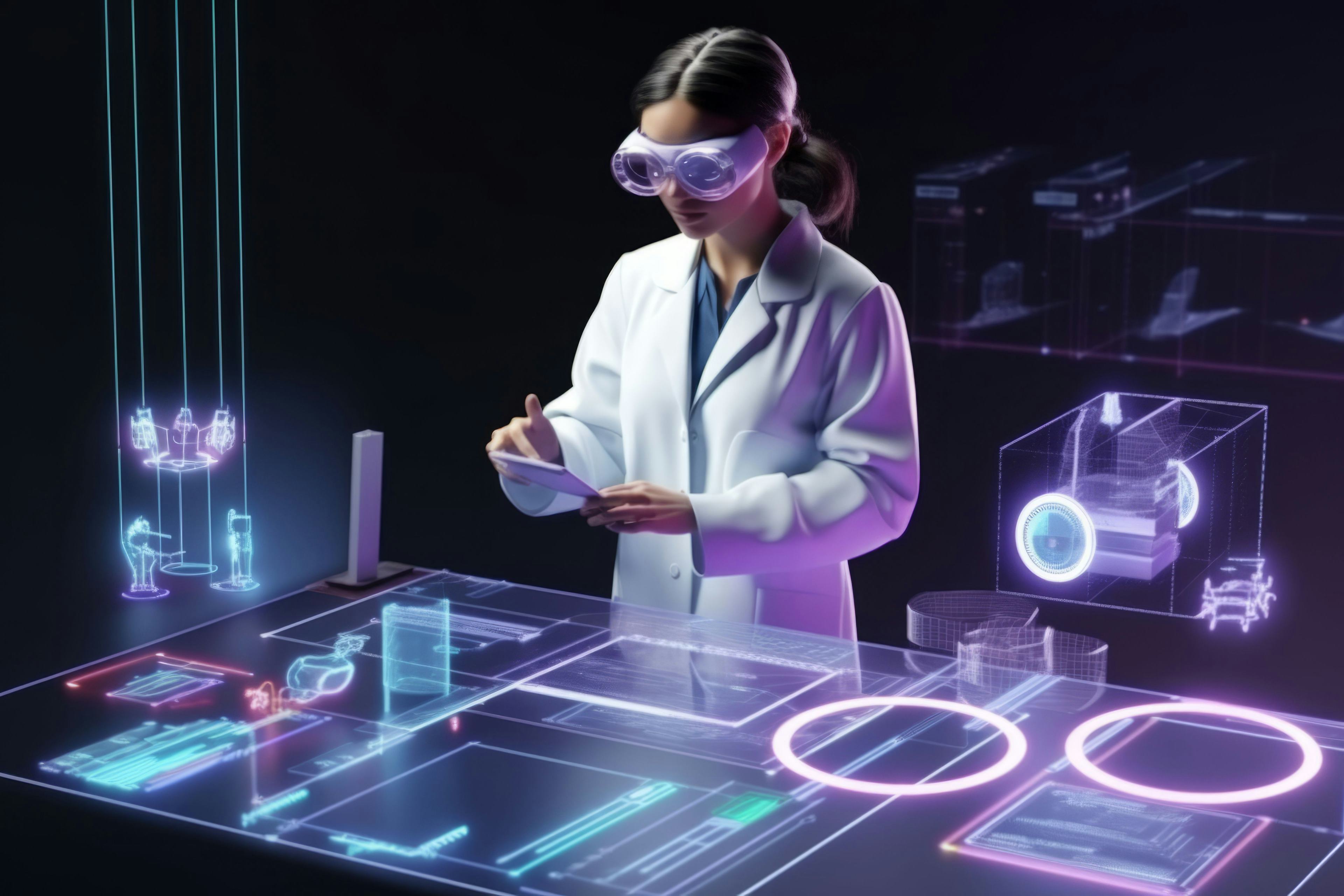 medical professional in futuristic web3 lab