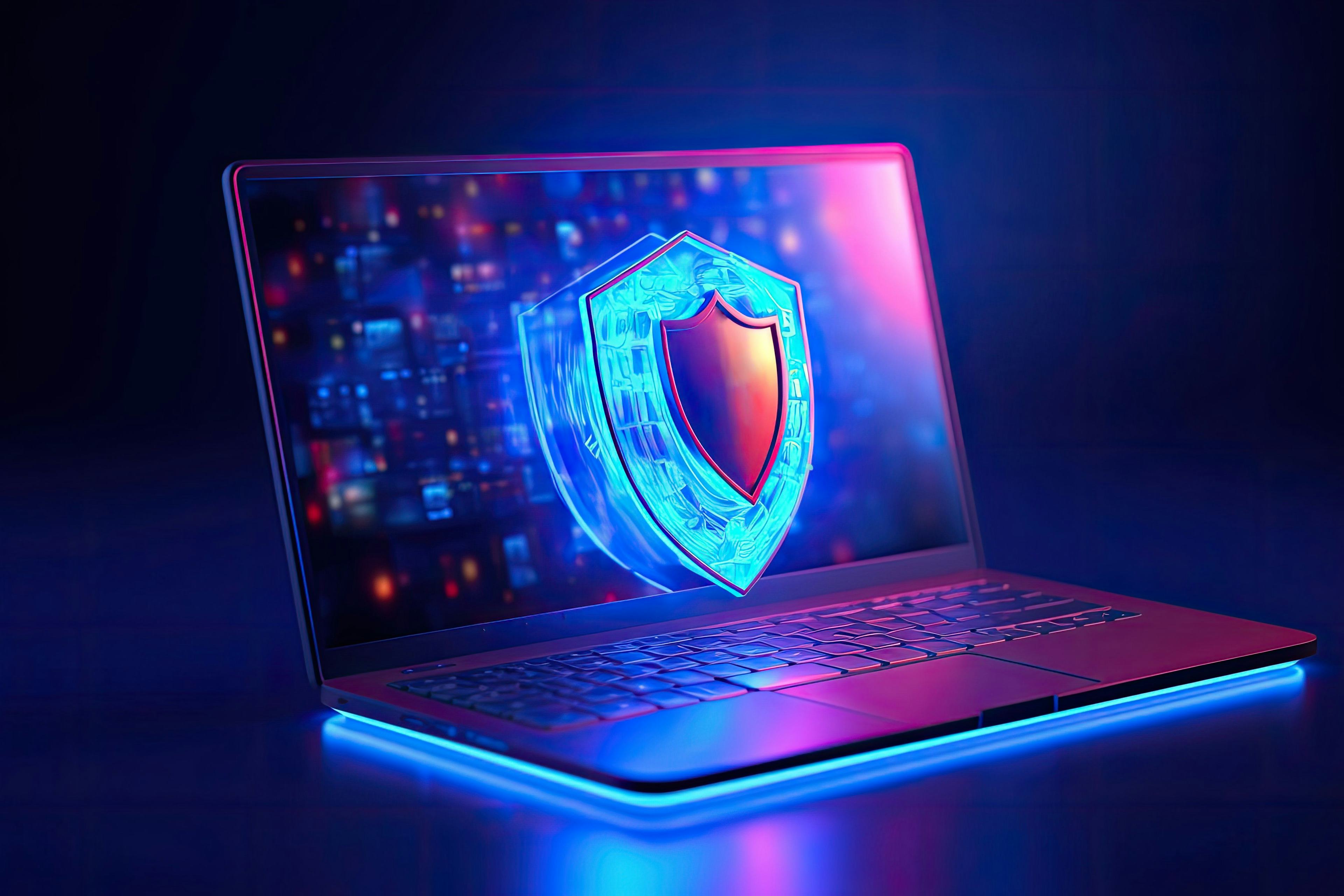 protected laptop with lock icon cybersecurity