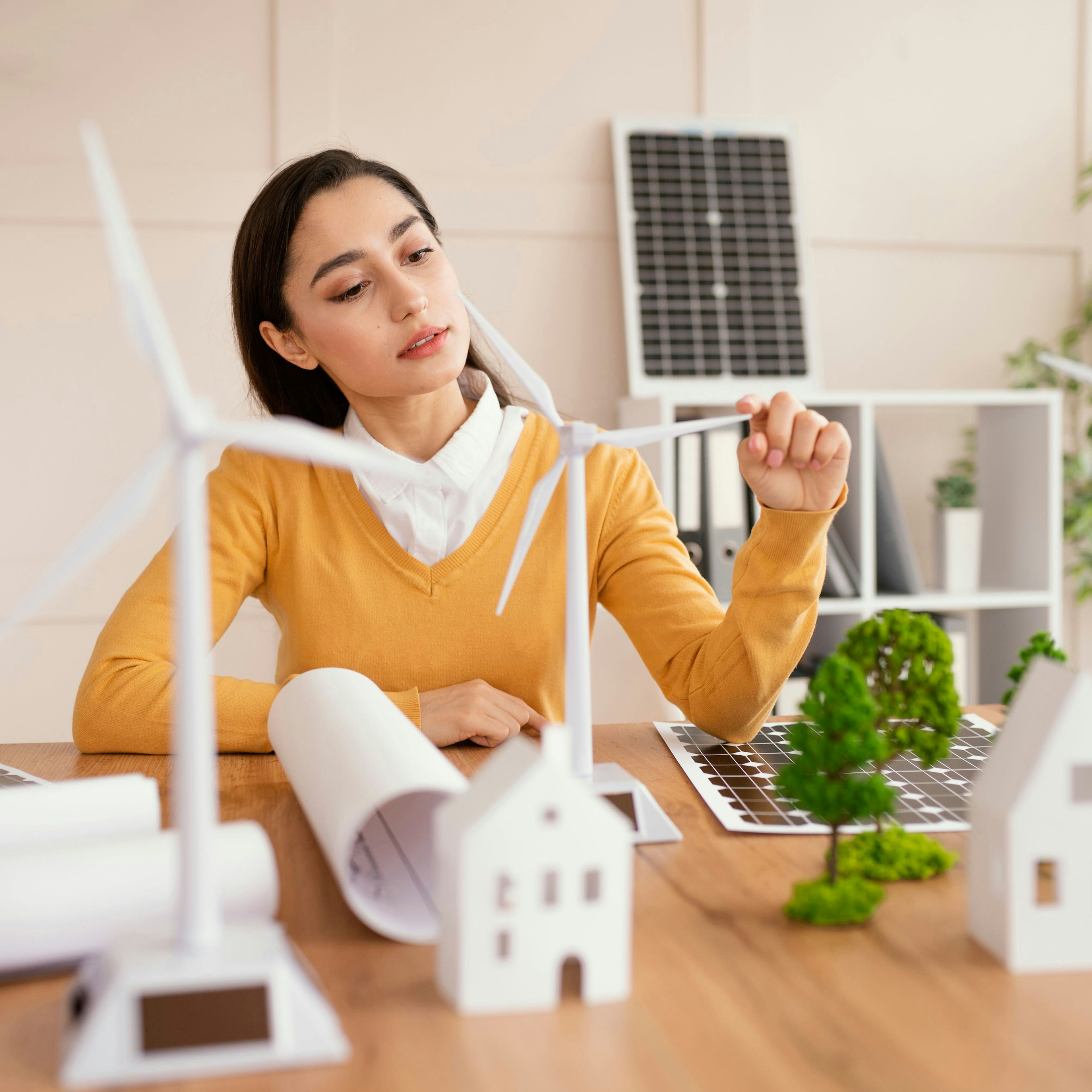 women in office working on models