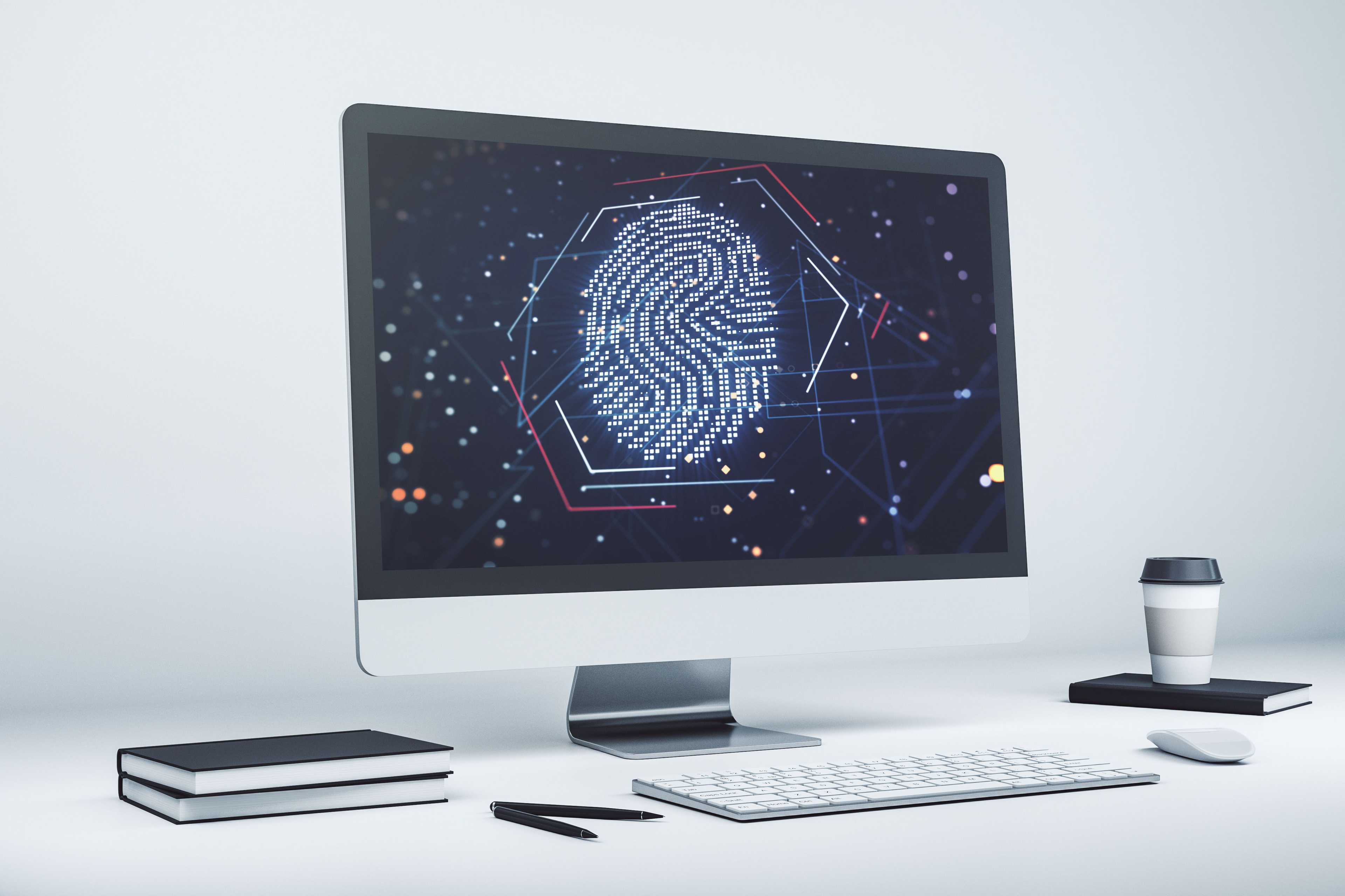 Computer monitor with fingerprint on it