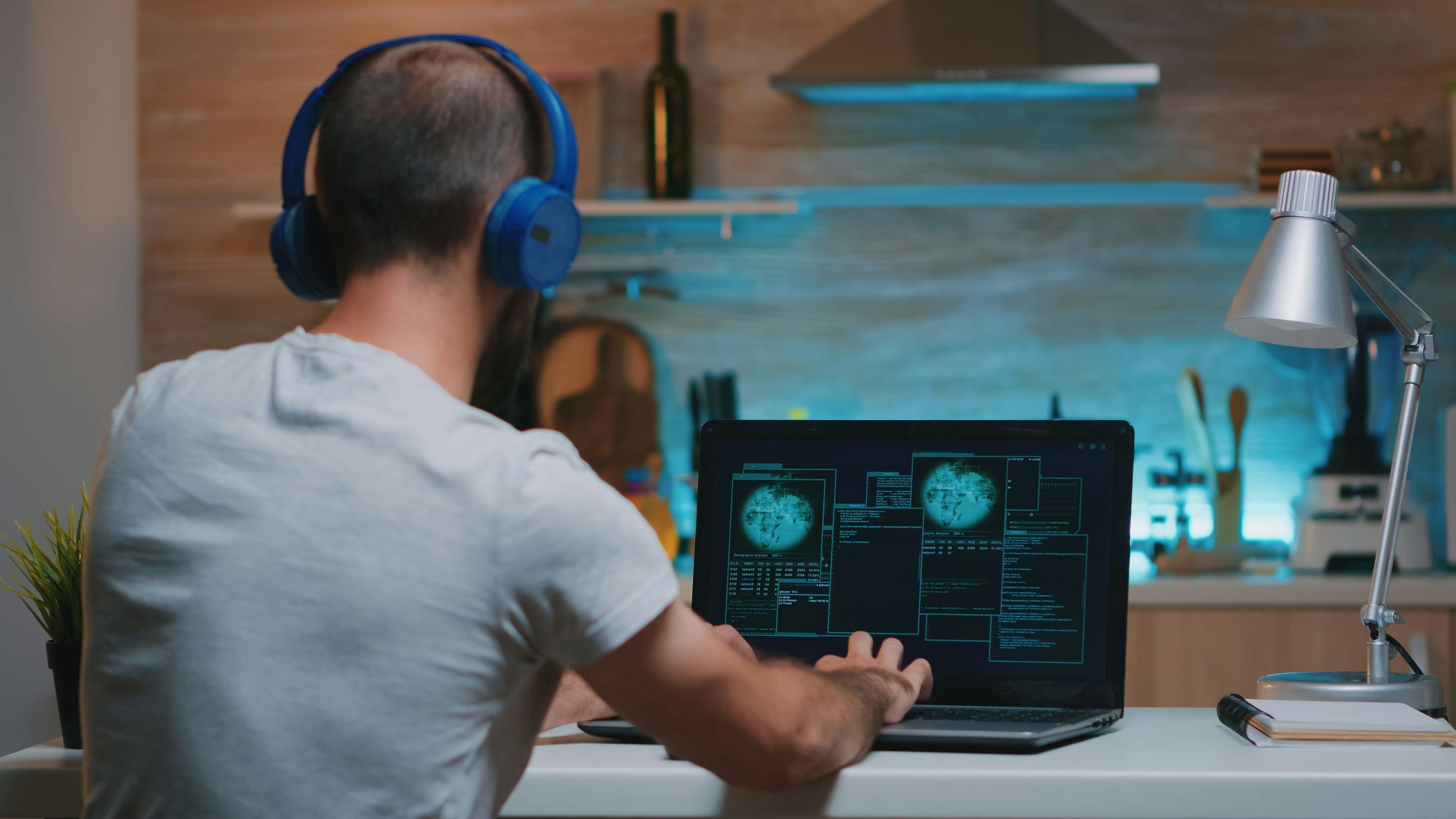 Man looking at security on his computer