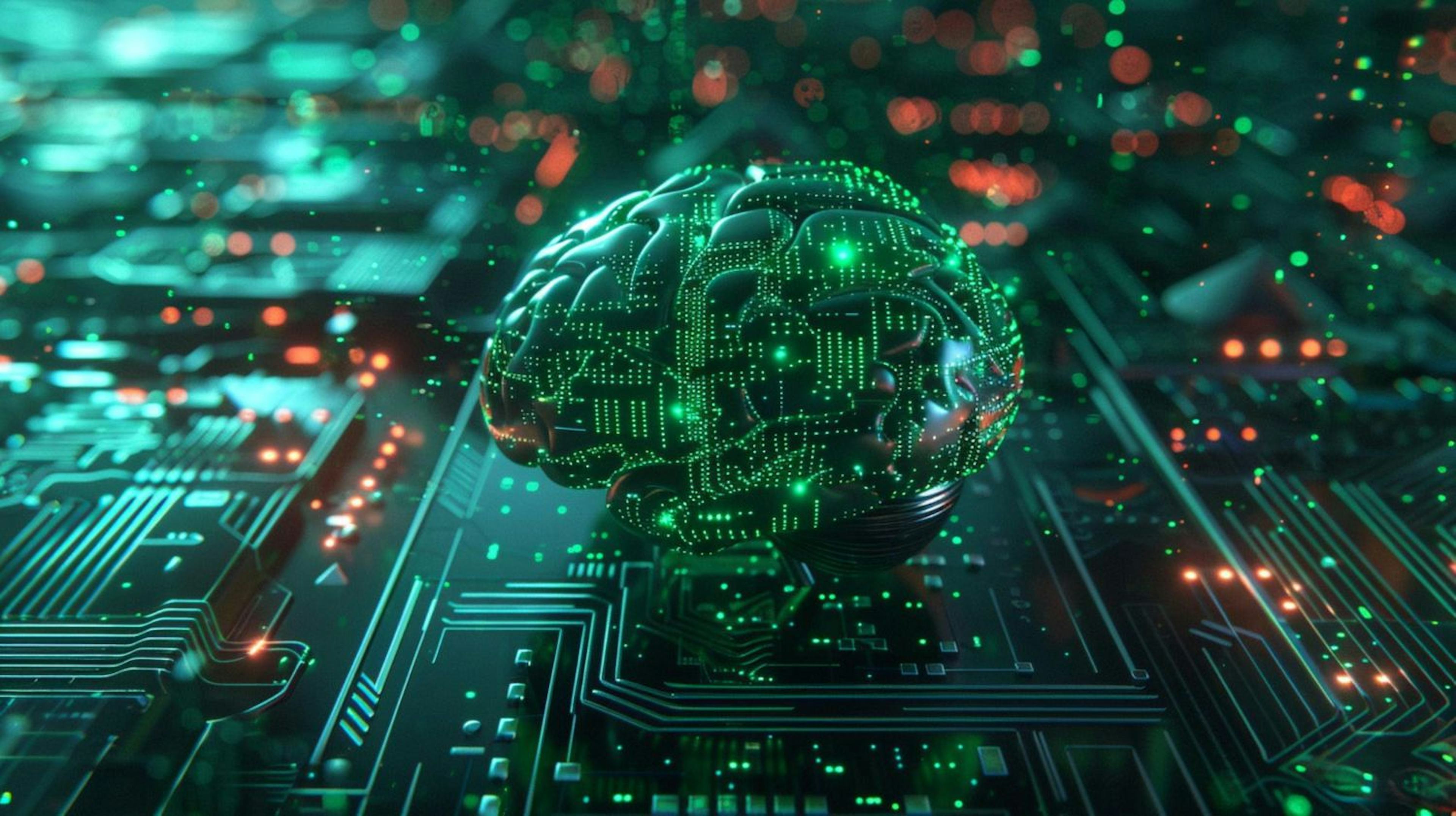 a brain in the middle of circuit board