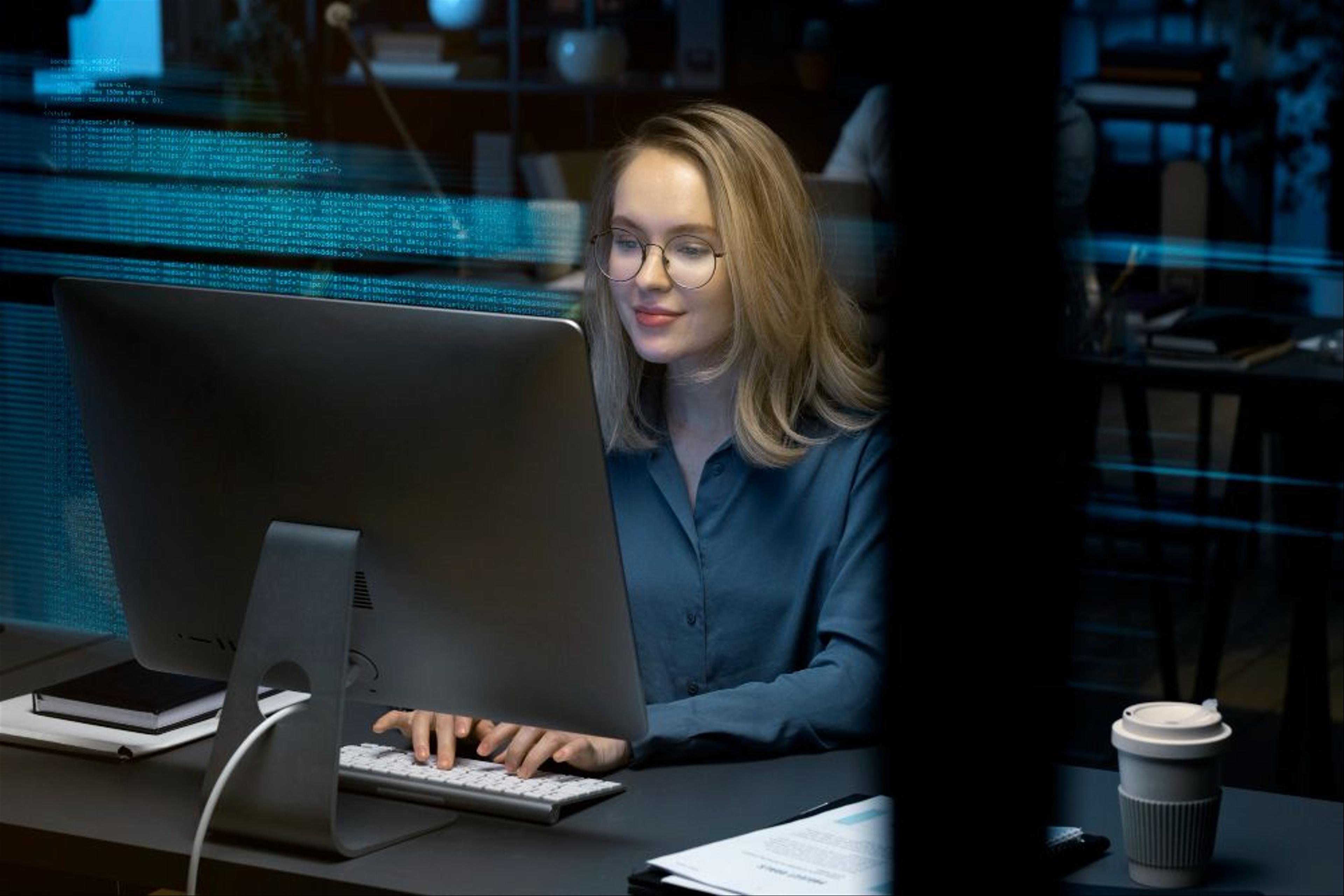 woman working on computer