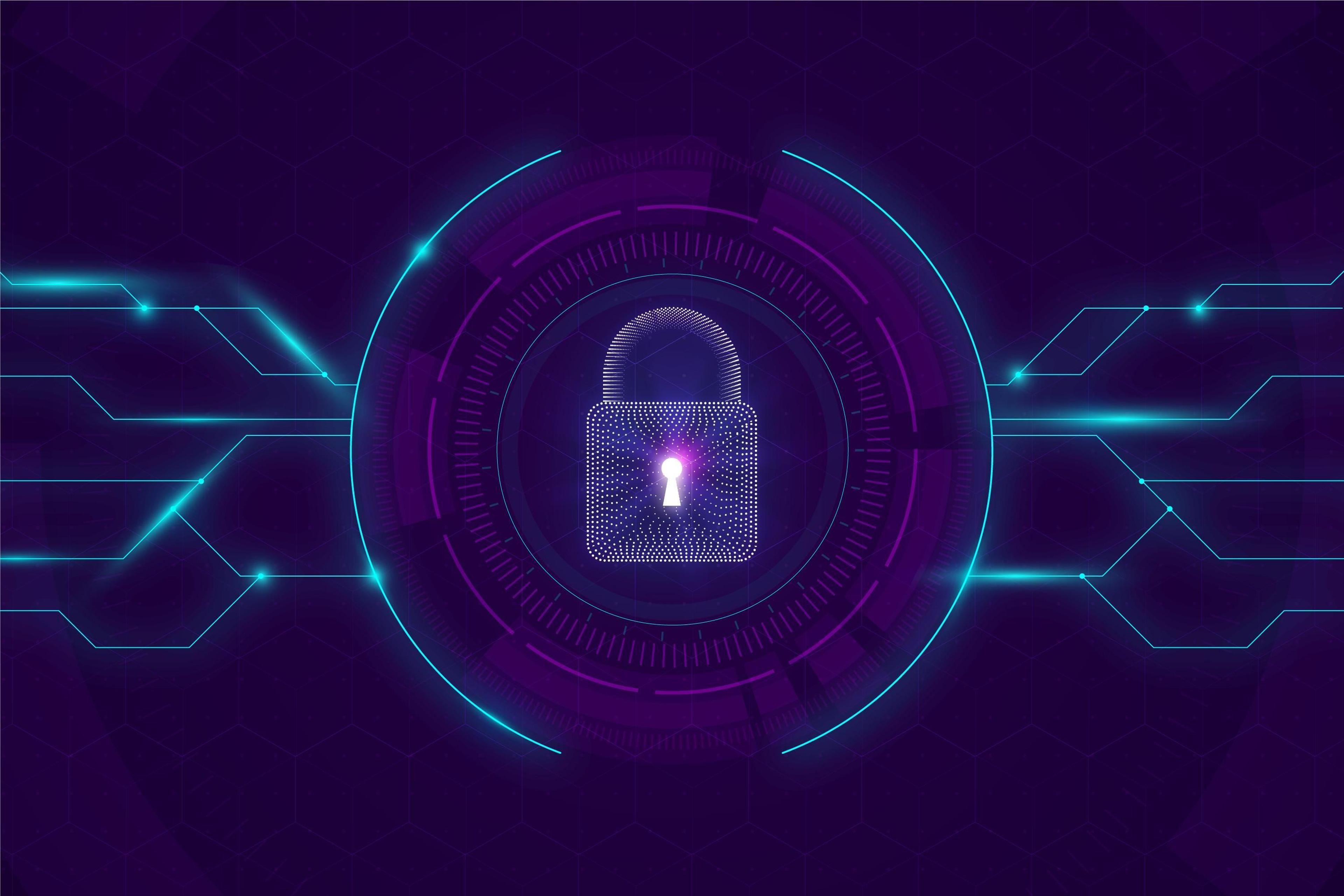 Neon padlock icon