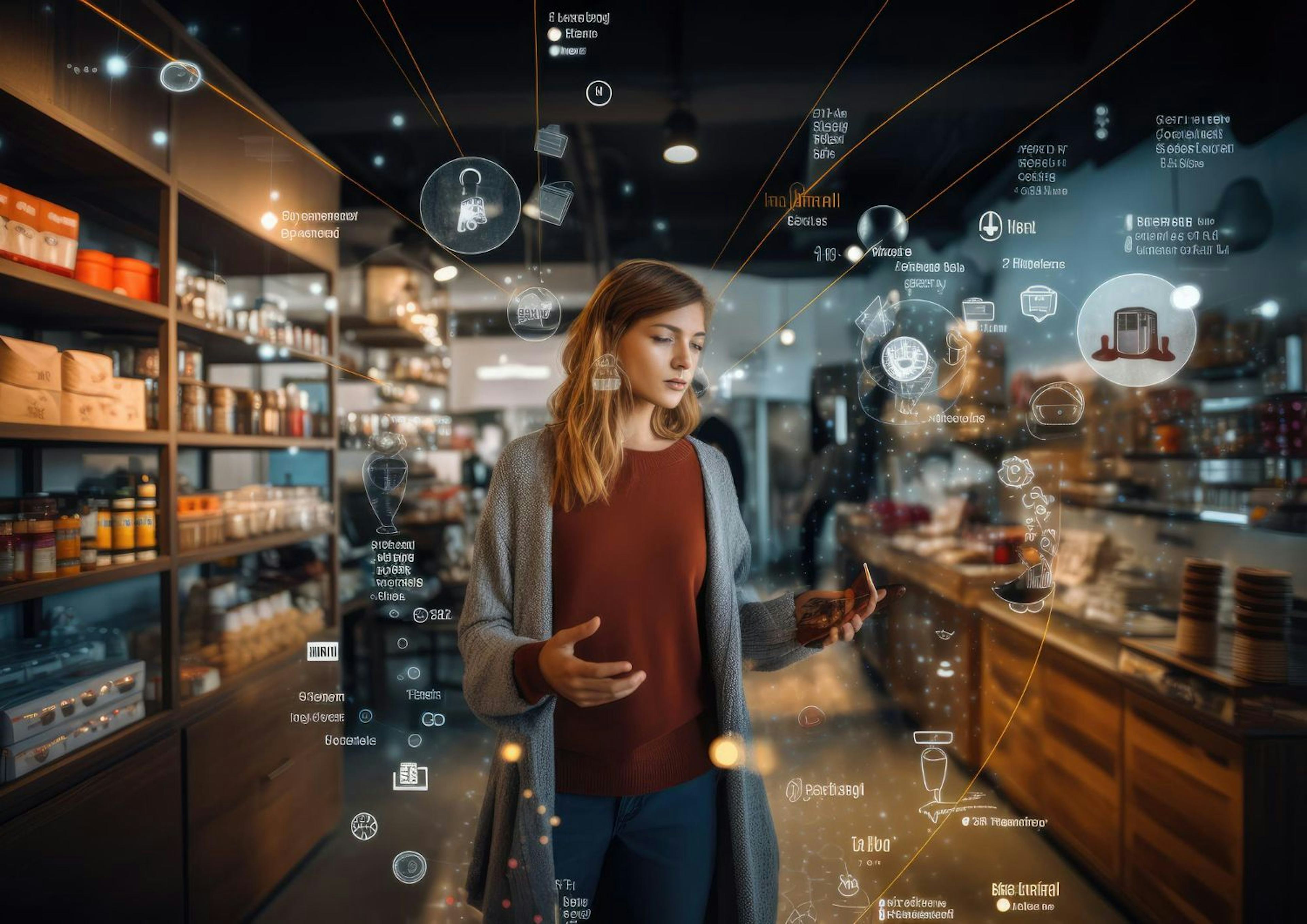 A visual representation of AI algorithms dissecting consumer behavior patterns to optimize marketing