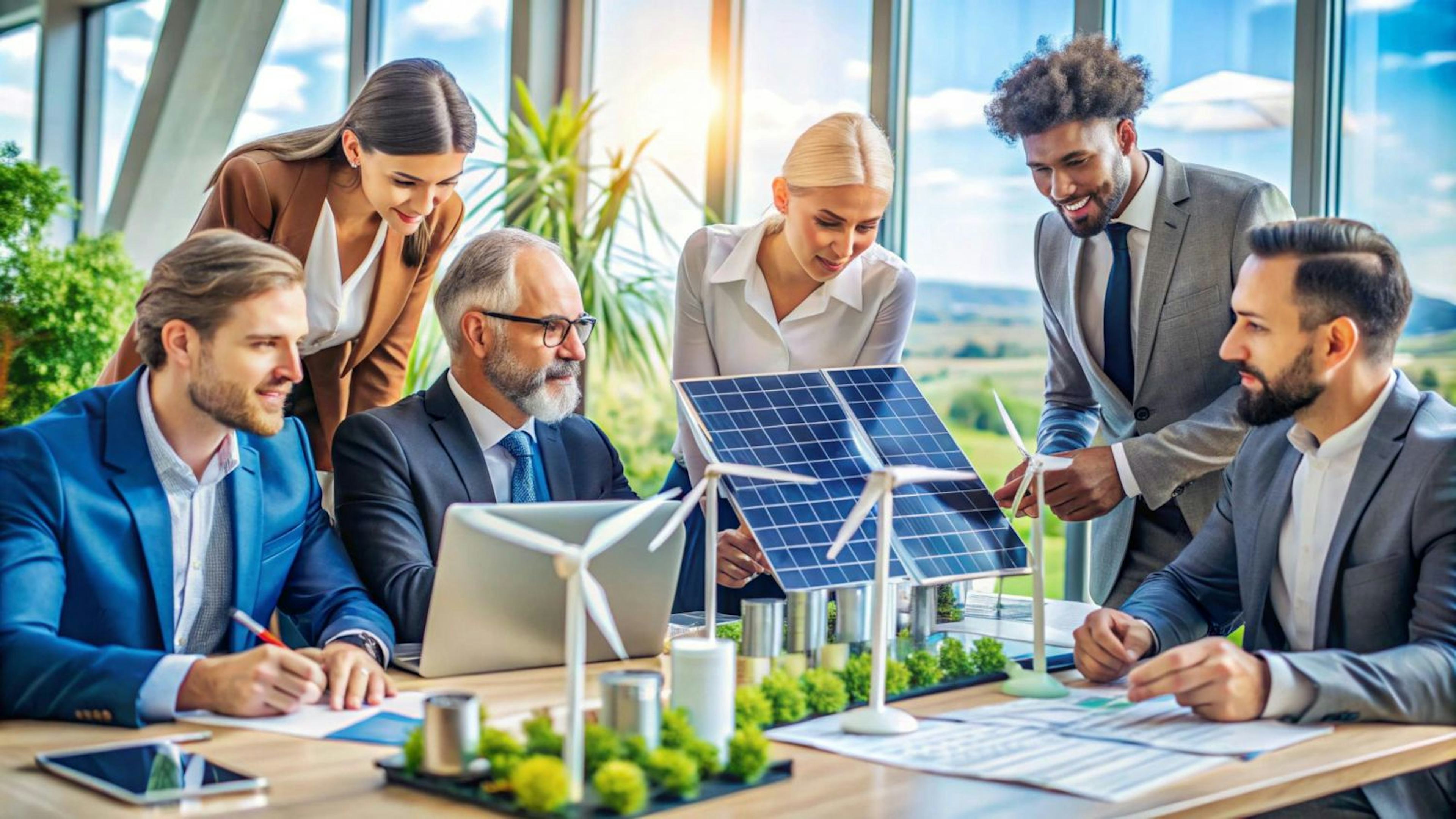 A group of people working with solar panels