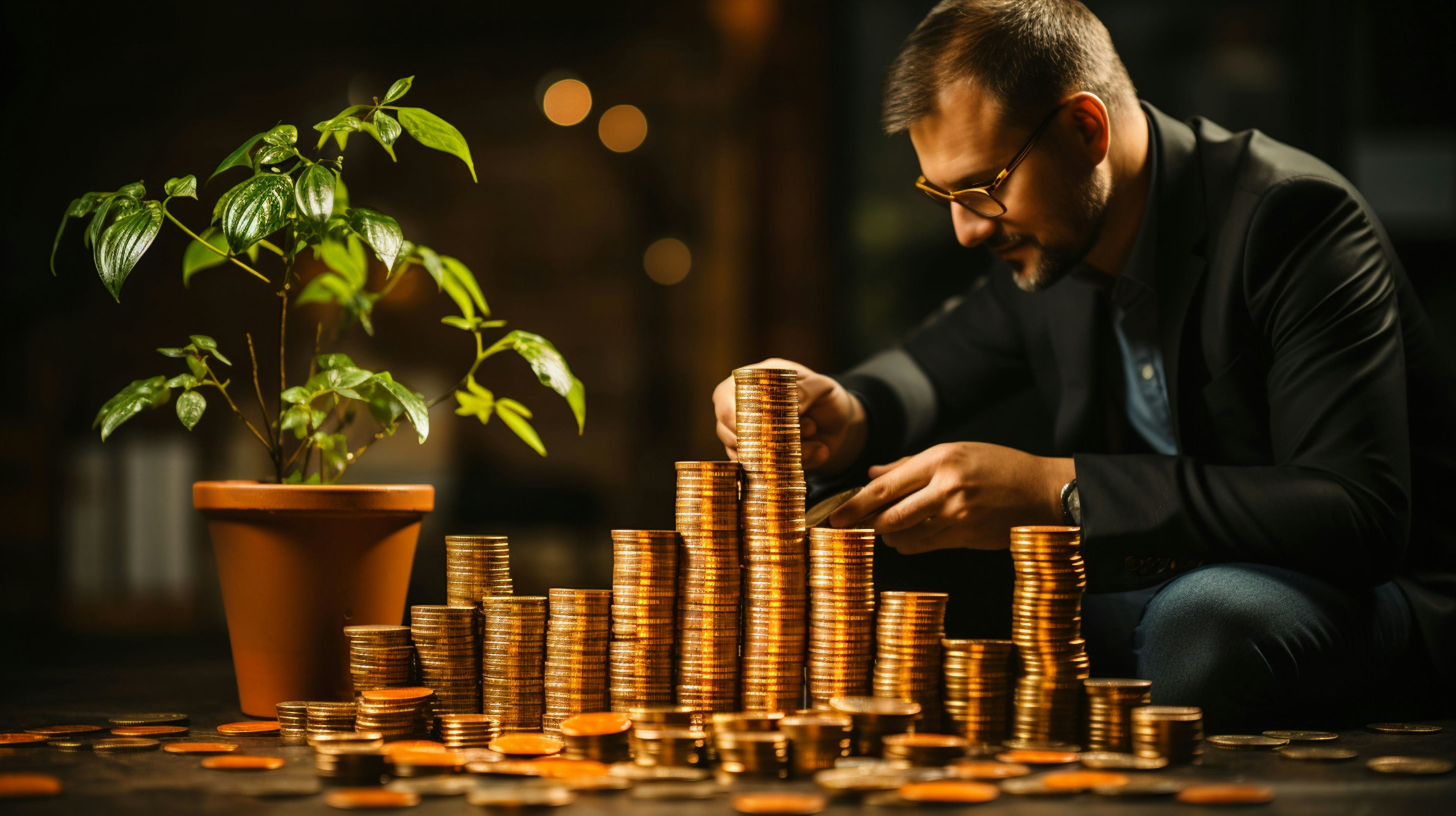 man with coins