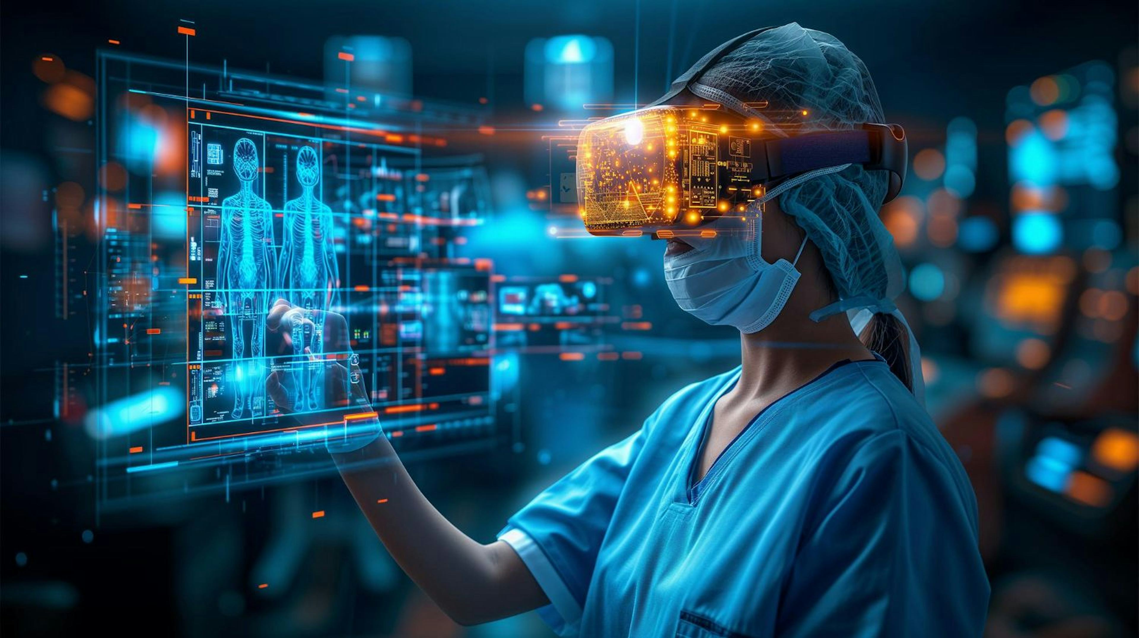 Healthcare professional Using virtual reality for medical procedures