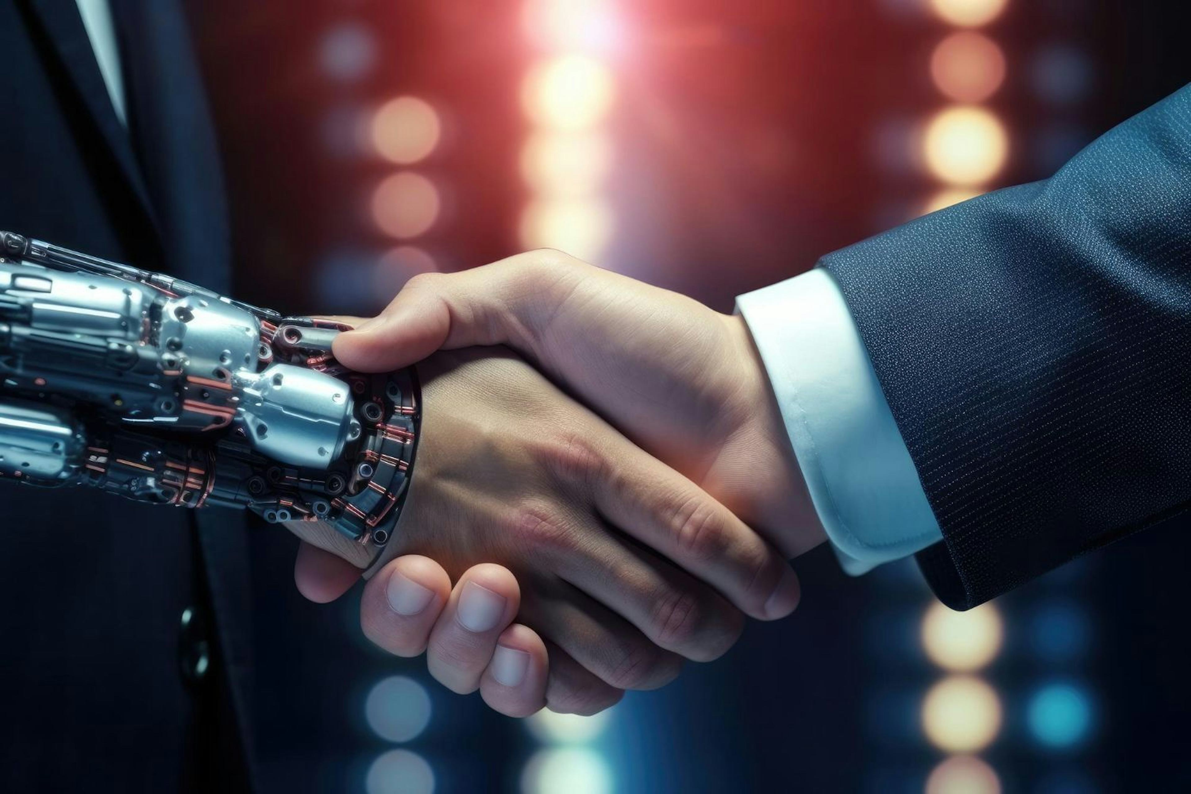 handshake between AI robot and human