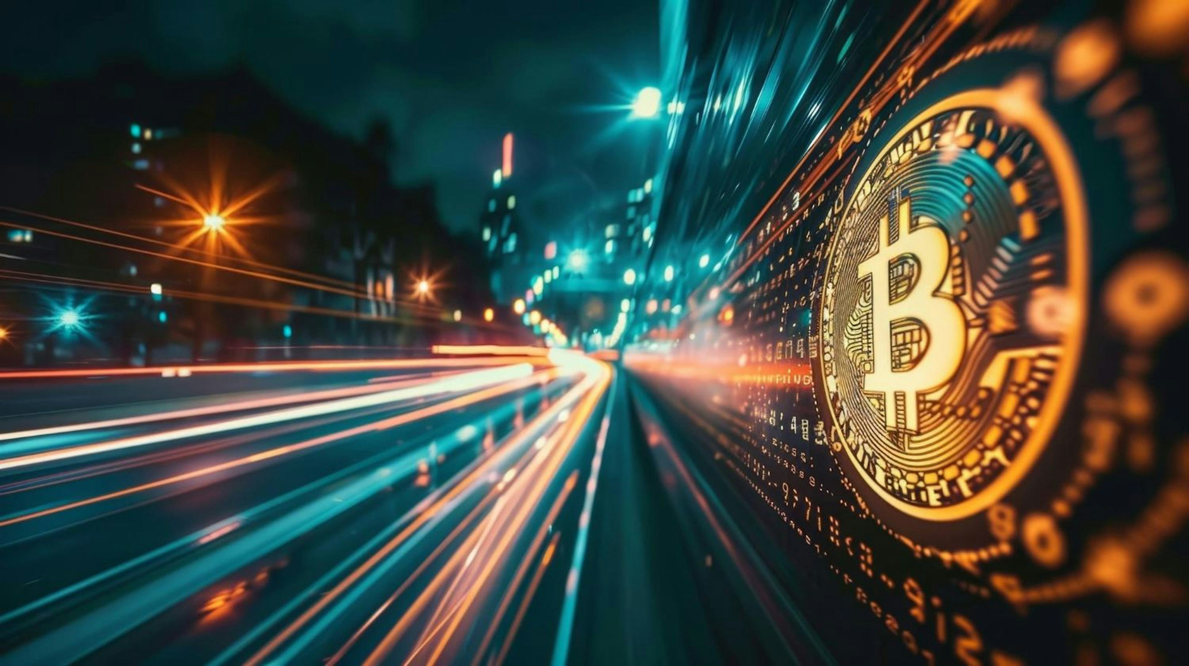 A surge of energy and speed as digital coins race towards their respective wallets