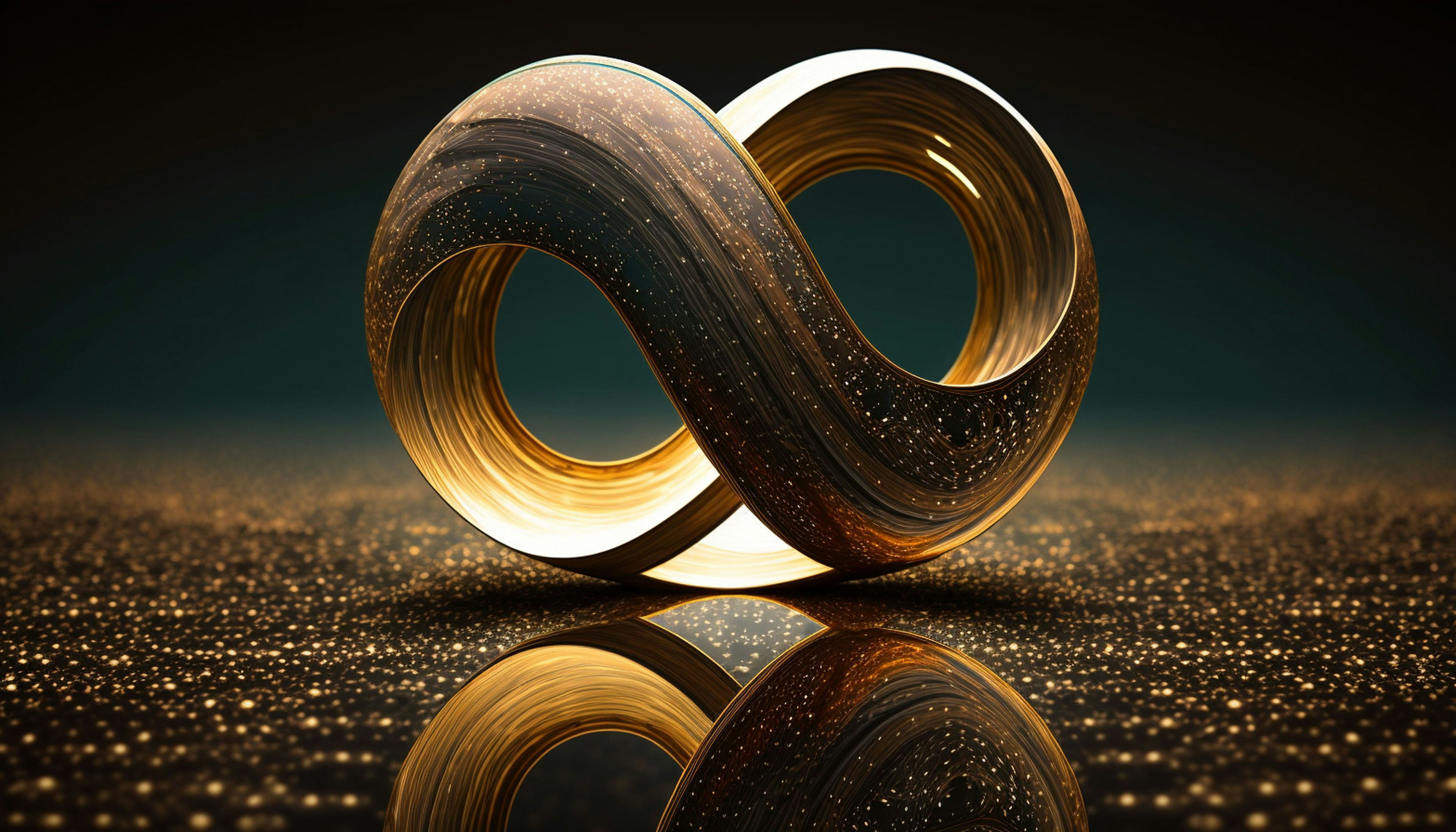 golden infinity sign abstract background