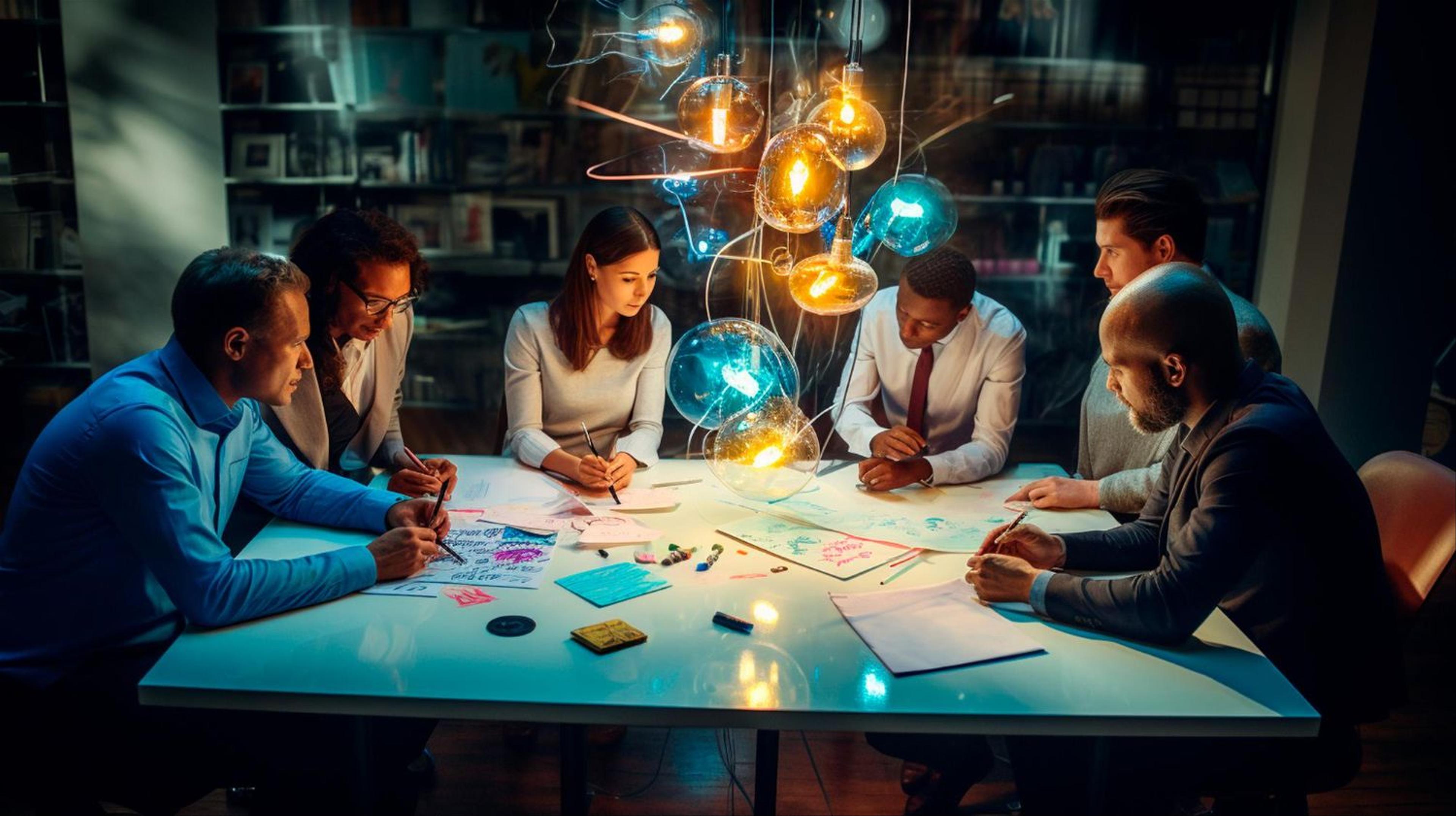 Group of people discussing and brainstorming