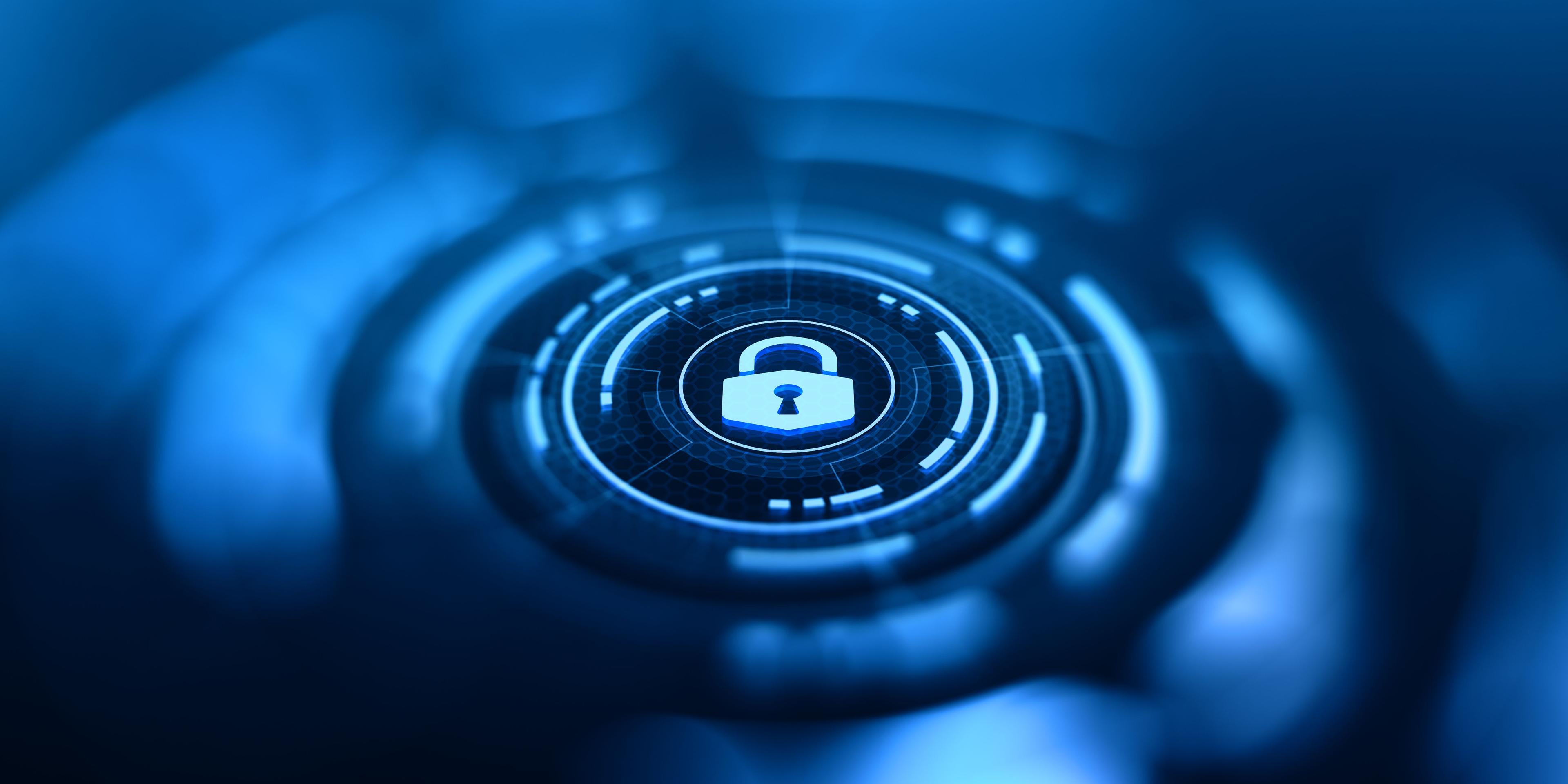 lock icon on a blue glowing background