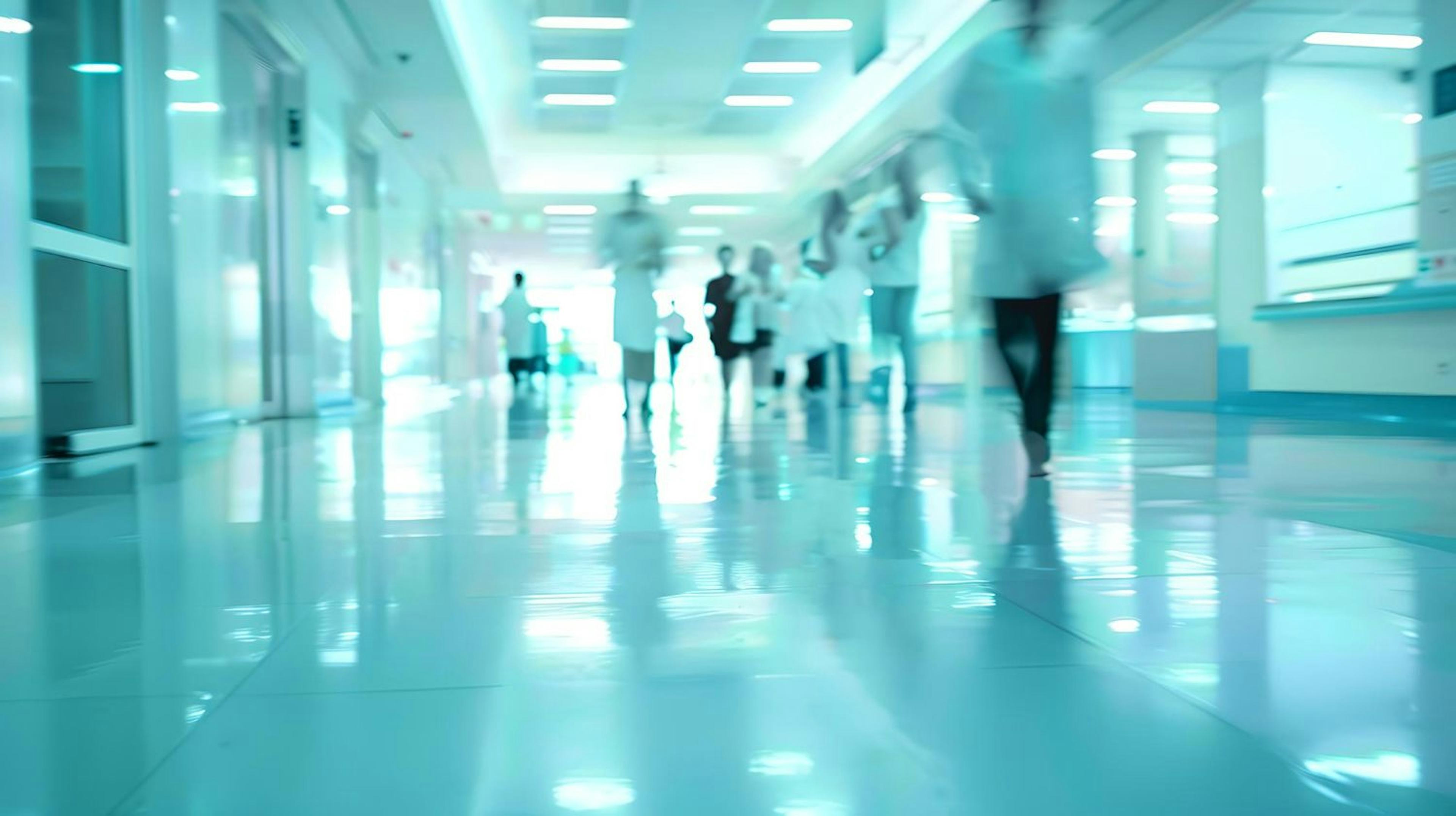 Modern Hospital Corridor Healthcare Professional Rush Concept of Emergency and Urgent Care