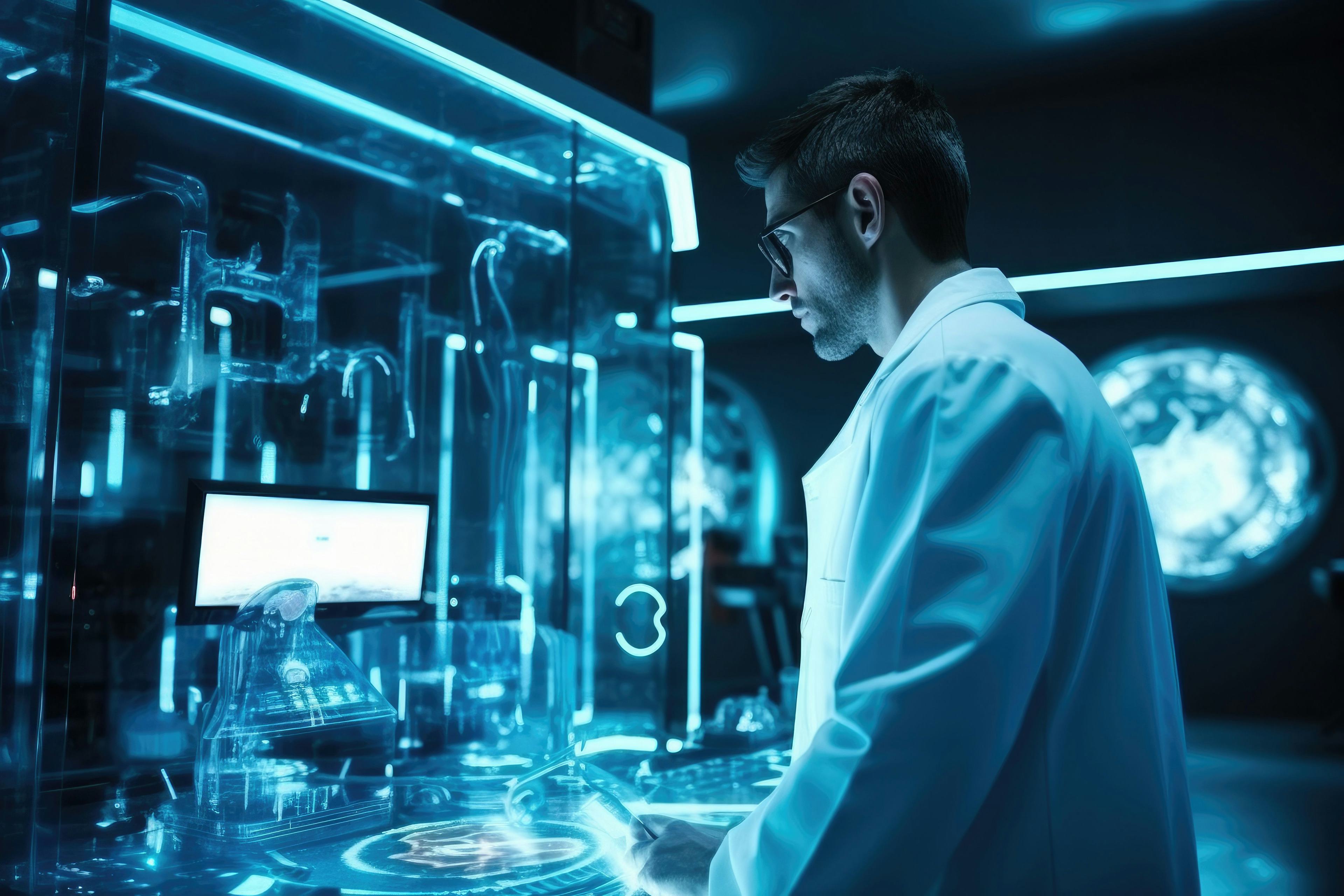 concept image of medical doctor in futuristic lab