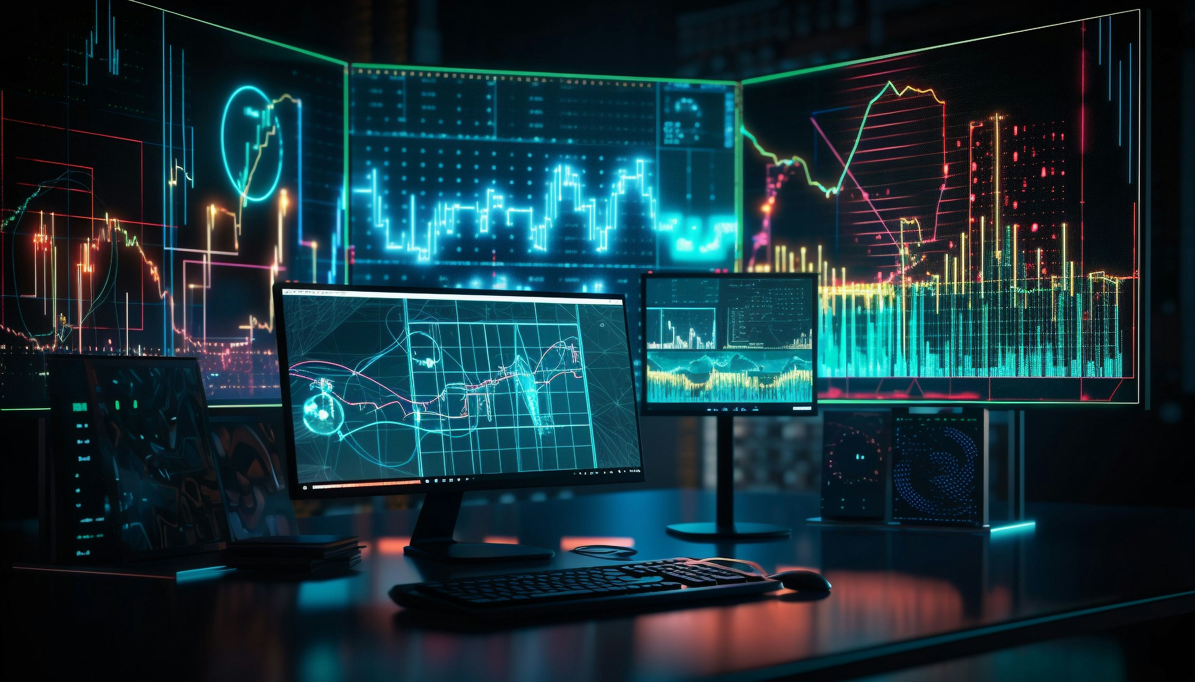 Glowing chart shows successful growth